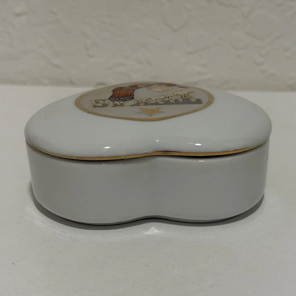 Vtg Heart Trinket Jewelry Box‎ Lid Texas Cowgirl Country Western Rodeo 90s Gift